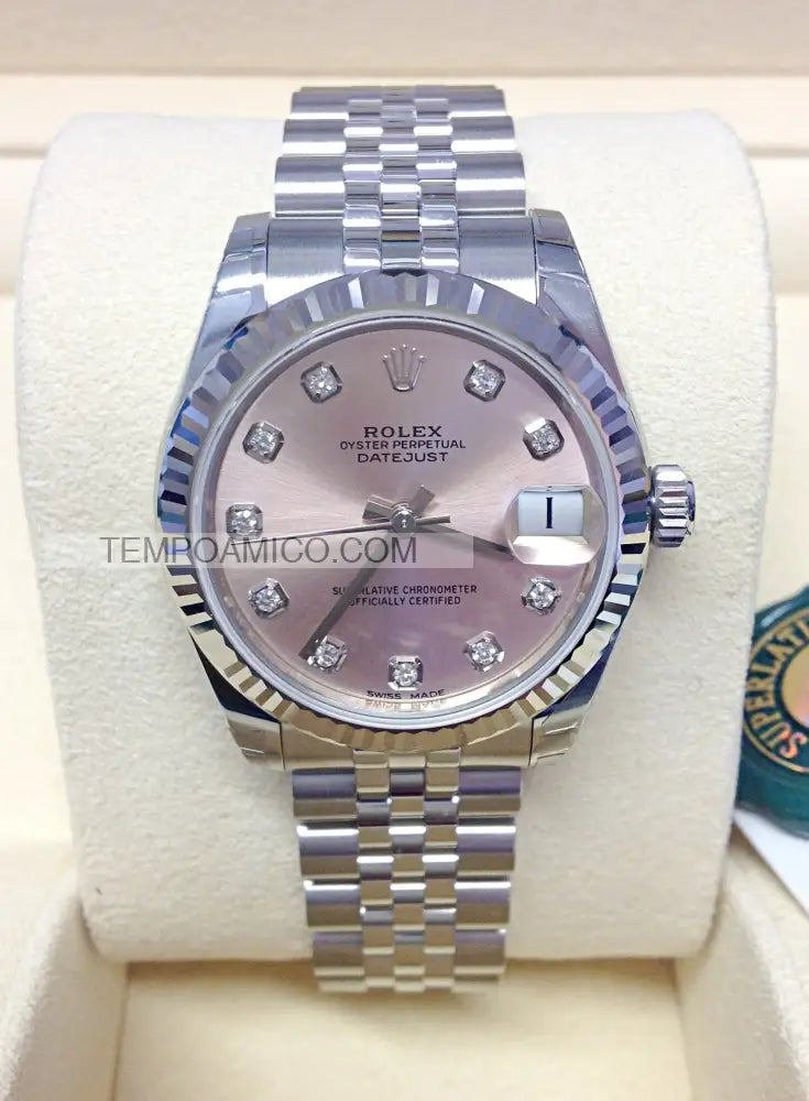 Datejust 36mm acciaio Pink con brillantini