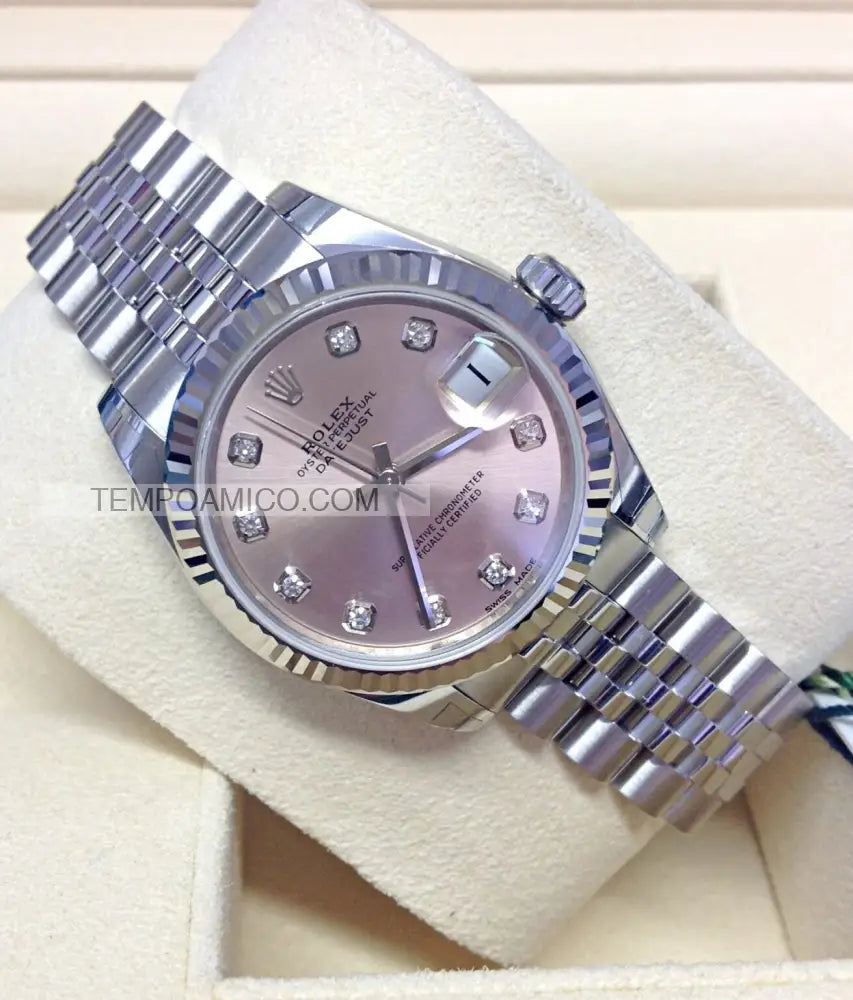Datejust 36mm acciaio Pink con brillantini