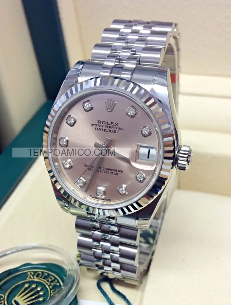 Datejust 36mm acciaio Pink con brillantini