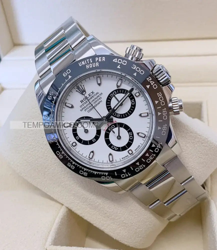 Daytona crono acciaio ceramica bianco Orologi da polso